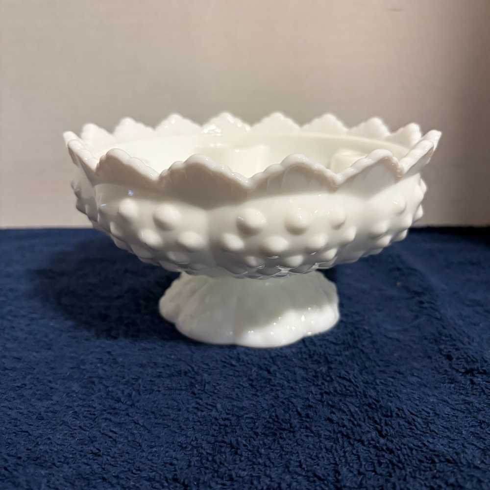 Fenton Hobnail Milk Glass Foot Taper Candle Stick Holder Centerpiece Cottagecore - Picture 2 of 8